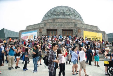 Chicago Adler Planetarium during eclipse